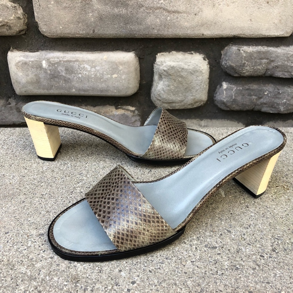 Gucci Snakeskin Slides green/black Tom Ford sz 10 - Picture 1 of 8